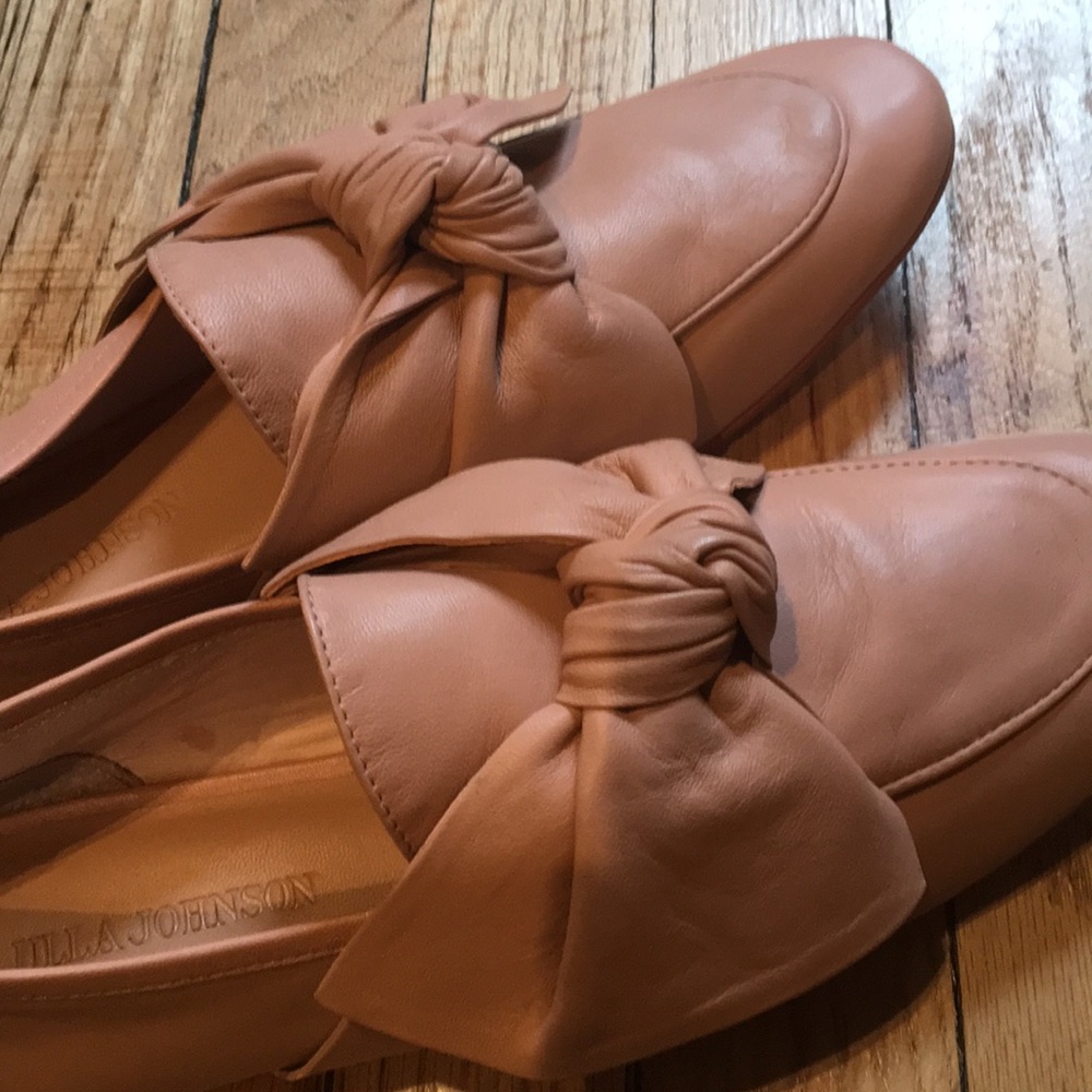 Ulla Johnson Pink Leather Toe Bow Loafers - Picture 4 of 4